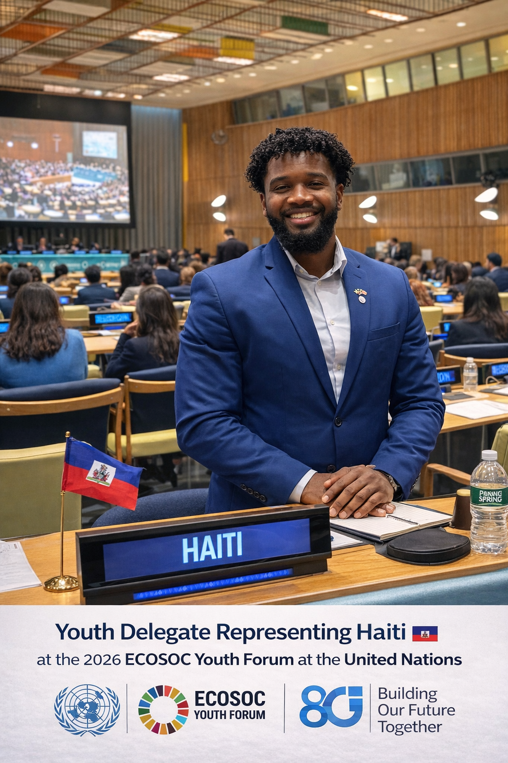 Michelson Michel representing Haiti at the ECOSOC Youth Forum at the United Nations